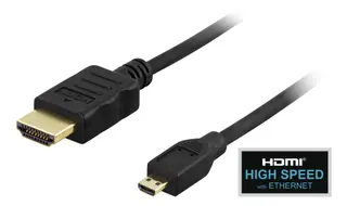 Produktfoto för DELTACO HDMI A till Micro kabel, HDMI High Speed med Ethernet, 1m