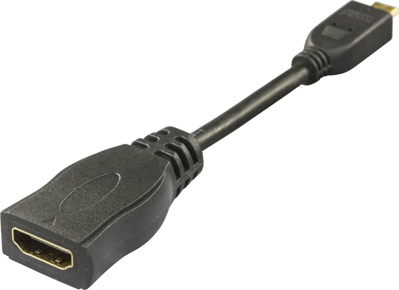Bild 2 för Deltaco HDMI-adapter, Micro HDMI hane HDMI hona 0.1m - Svart