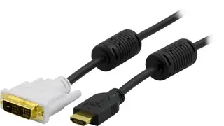 Produktfoto för DELTACO HDMI hane till DVI-D hane, 3m, svart/vit