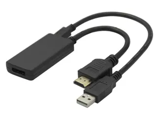 Produktfoto för Deltaco HDMI till DisplayPort/USB-A adapter, 4K/60Hz, 0,2m - Svart