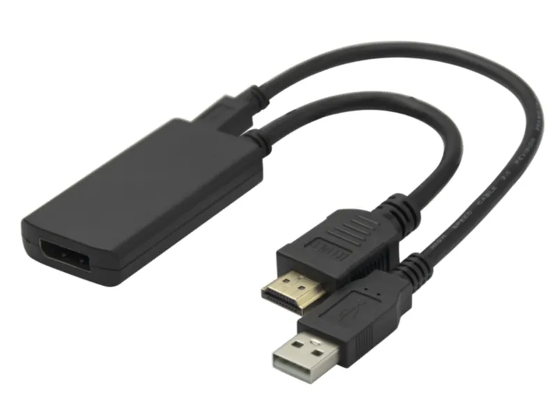 Alternativ bild 0 för Deltaco HDMI till DisplayPort/USB-A adapter, 4K/60Hz, 0,2m - Svart