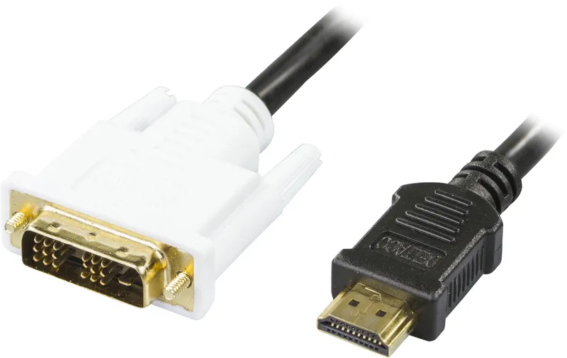Bild 2 för DELTACO HDMI till DVI kabel, 19-pin-DVI-D Single Link, 3m, svart