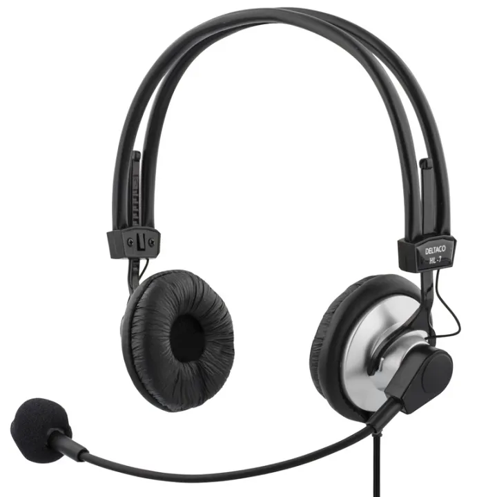 Alternativ bild 0 för DELTACO headset med mikrofon och volymkontroll 2m kabel