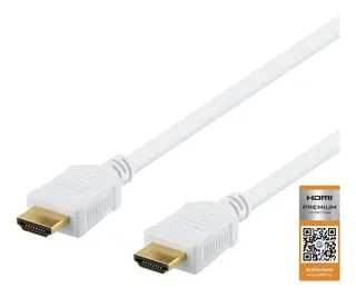Produktfoto för DELTACO High-Speed Premium HDMI-kabel, 2m, Ethernet, 4K UHD, vit