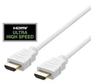 Produktfoto för DELTACO HU-10A - Ultra High Speed - HDMI-kabel - HDMI hane till HDMI hane - 1 m - vit - 4K120Hz stöd, 8K60Hz stöd