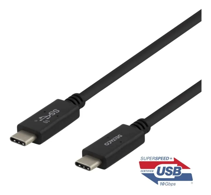 Alternativ bild 0 för Deltaco Kabel USB-C till USB-C 100W, 0,5 m - Svart
