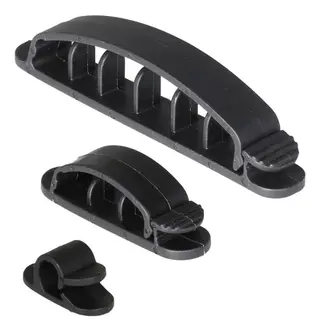 Produktfoto för DELTACO kabelklämmor, 1/3/6 platser, 10-pack, svart