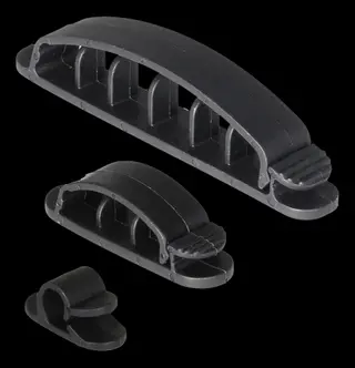 Produktfoto för DELTACO kabelklämmor, 1/3/6 platser, 10-pack, svart