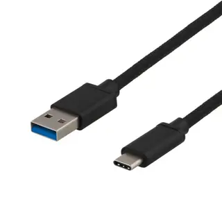 Produktfoto för Deltaco Laddningskabel USB-A till USB-C, 0,25 m, svart
