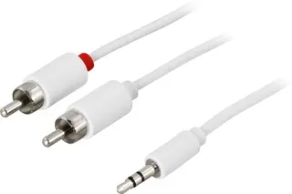 Produktfoto för DELTACO Ljudkabel 3,5 mm ha - 2 x RCA ha 2 m, vit