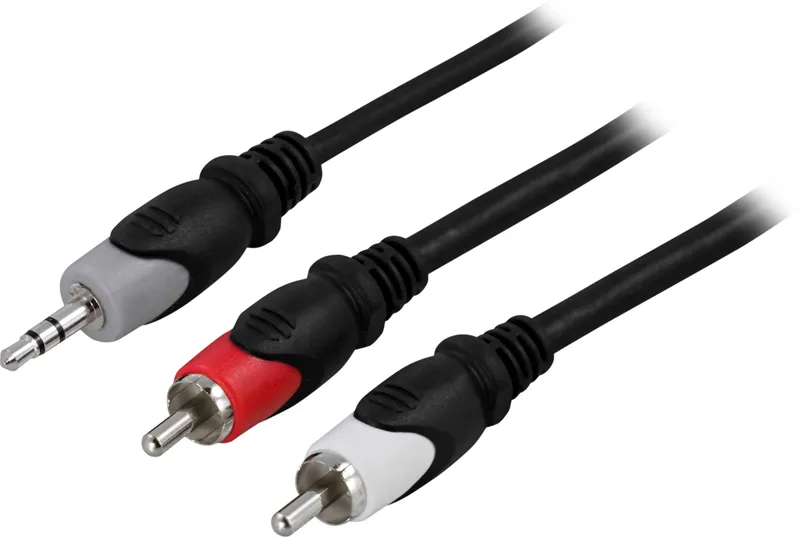 Bild 1 för DELTACO Ljudkabel, 3,5mm ha - 2xRCA ha 0,5 m