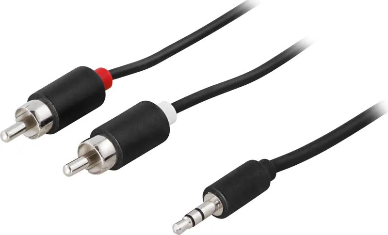 Bild 1 för DELTACO - Ljudkabel - RCA hane till mini-phone stereo 3.5 mm hane - 50 cm - svart