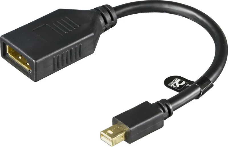 Bild 1 för DELTACO MDP-DP1 - DisplayPort-adapter - Mini DisplayPort (hane) till DisplayPort (hona) - 15 cm - svart