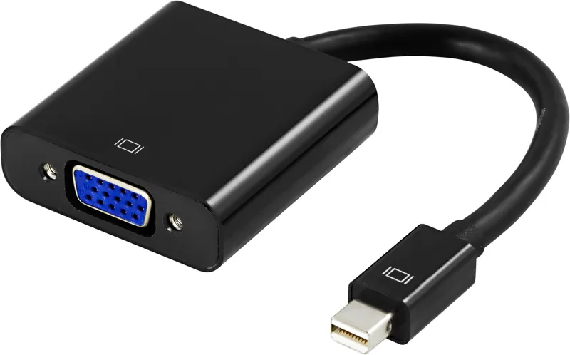 Bild 1 för Deltaco Mini DisplayPort till VGA-adapter, 20-pin ha - 15-pin ho, 0,2m, svart