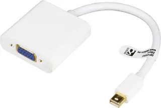 Produktfoto för Deltaco Mini DisplayPort till VGA-adapter 20-pin ha - 15-pin ho 10cm - Vit