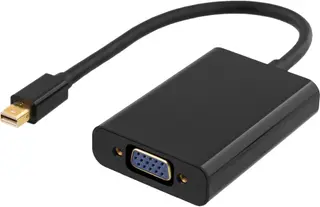 Produktfoto för Deltaco mini DisplayPort till VGA-adapter med ljud, 0,25m, svart
