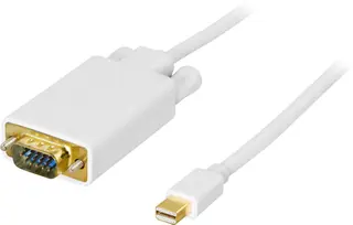 Produktfoto för DELTACO mini DisplayPort till VGA(HD15) kabel, ha-ha, 2m, vit