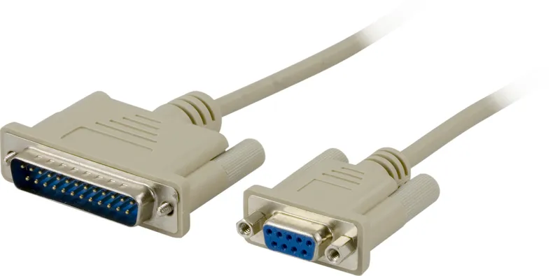 Bild 1 för Deltaco Modem Cable DB9 female-DB25 male 3m