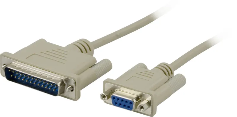 Bild 2 för Deltaco Modem Cable DB9 female-DB25 male 3m