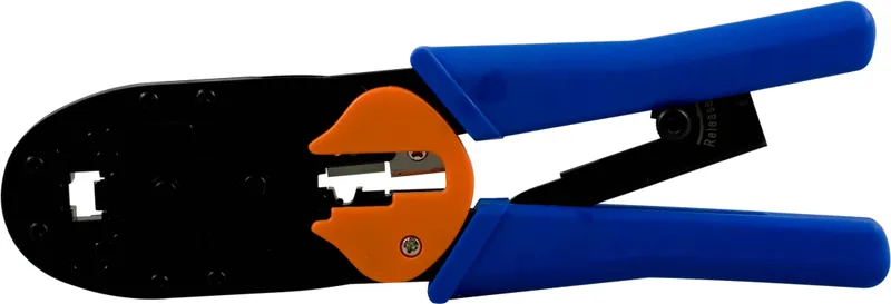 Bild 2 för Deltaco Modularverktyg för 4/6/8-pin med avbitare/avskalare, metall/plast, blå/svart/orange