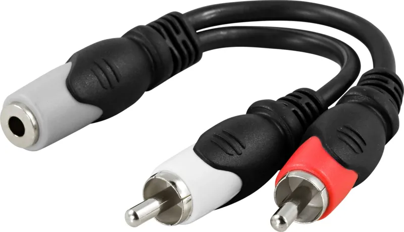 Bild 2 för DELTACO multimedia-adapter 3,5 mm ho till 2 x RCA ha, 10 cm