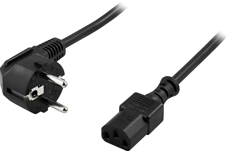 Bild 2 för DELTACO Nätkabel, DEL-109, CEE 7/7 (hane), rak till IEC 60320 C13, rak, AC 250 V, 10 A, 2 m, svart