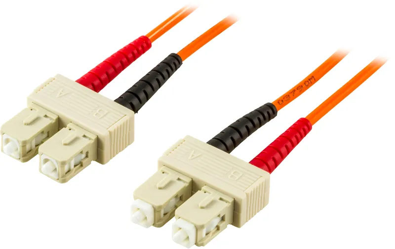Bild 1 för DELTACO OM2 fiberkabel, SC - SC, duplex, UPC, 50/125, 1m, orange