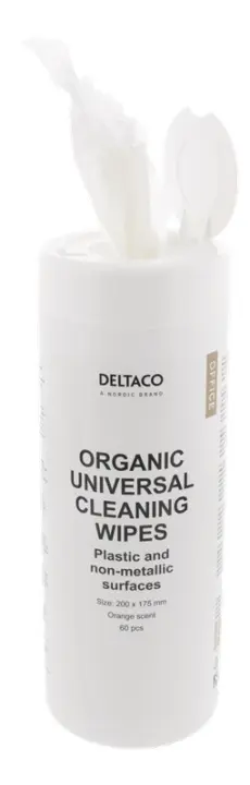Produktfoto för DELTACO Organic Universal - Rengöringsdukar - 60 ark - vit