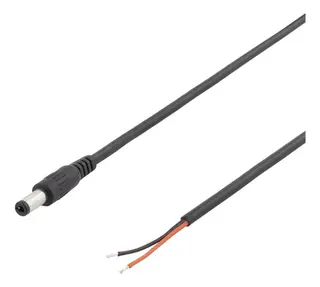 Produktfoto för Deltaco - Power Cable - DC Jack 5.5 x 2.1 mm to Open Wire - 2 m