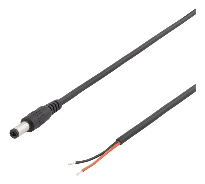 Alternativ bild 0 för Deltaco - Power Cable - DC Jack 5.5 x 2.1 mm to Open Wire - 2 m