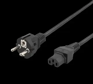 Produktfoto för Deltaco Power cord CEE 7/7 - IEC C15, 0.5m, black