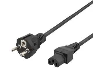 Produktfoto för Deltaco Power cord CEE 7/7 - IEC C15, 0.5m, black