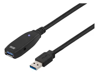 Produktfoto för DELTACO PRIME aktiv USB 3.0-förlängningskabel, ha - ho, svart, 2m
