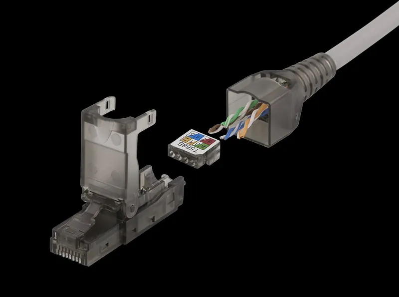 Alternativ bild 0 för Deltaco RJ45 kontaktdon Cat6A, oskärmad, verktygsfri, grå