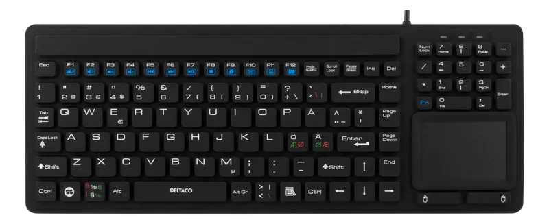 Bild 2 för Deltaco rubberized keyboard with touchpad IP68 1 - Tangentbord - Nordisk - Svart