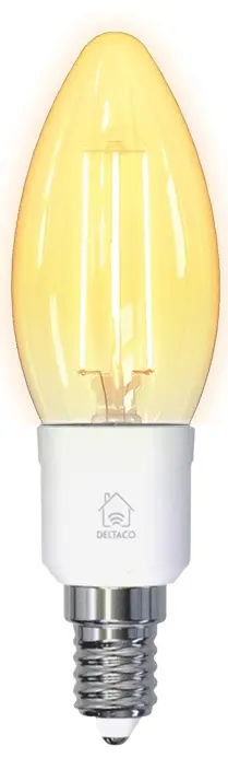 Produktfoto för Deltaco SMART HOME FILAMENT LED-lampa, E14, WiFI, 4.5W, 1800K-6500K, vit