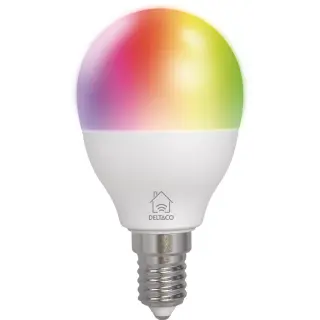 Produktfoto för Deltaco Smart Home LED lamp E14, G45, WiFI 2.4GHz, 4.9W, 470lm