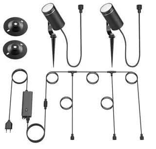 Produktfoto för DELTACO SMART HOME SH-GLK01 - Trädgårdsbelysning - 6 W - 16 miljoner färger/varmvitt ljus - 2700 K - svart (paket om 2)