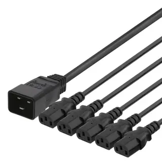Produktfoto för DELTACO - Strömdelare - IEC 60320 C20 till IEC 60320 C13 - 250 V - 16 A - 1 m - svart