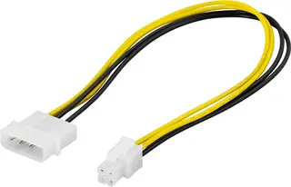 Produktfoto för Deltaco Strömkabel 0.3m 4 Pin Intern Effekt Hane Ström, 4 Pin Atx12v-ingång Hona