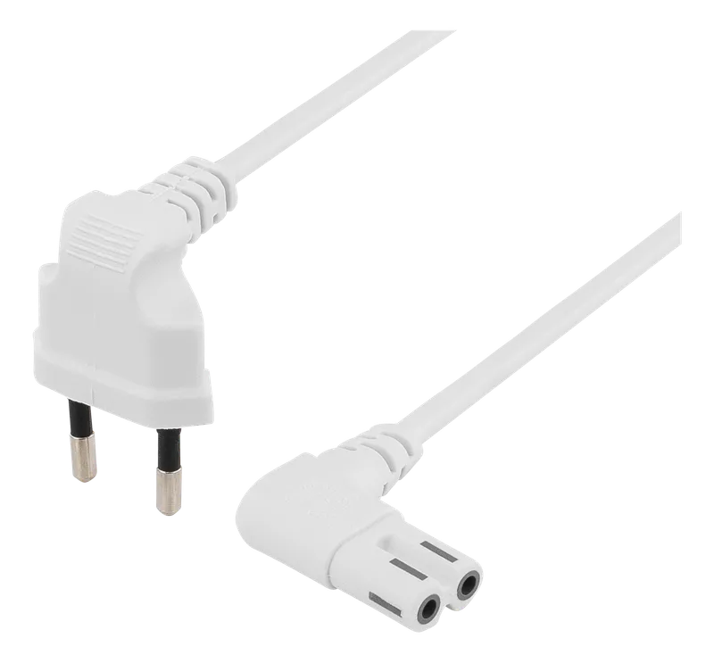 Bild 2 för DELTACO - Strömkabel - Eurokontakt (hane) vinklad till power IEC 60320 C7 vinklad - AC 250 V - 2.5 A - 1 m - vit