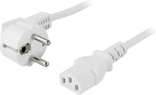 Produktfoto för DELTACO - Strömkabel - power CEE 7/7 (hane) vinklad till power IEC 60320 C13 rak - AC 250 V - 10 A - 20 cm - vit