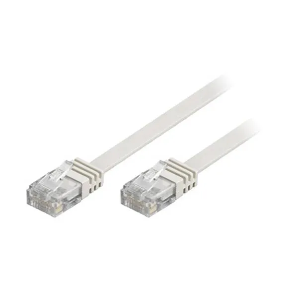 Bild 1 för DELTACO TP-620V-FL - Patch-kabel - RJ-45 (hane) till RJ-45 (hane) - 20 m - UTP - CAT 6 - formpressad, platt - vit