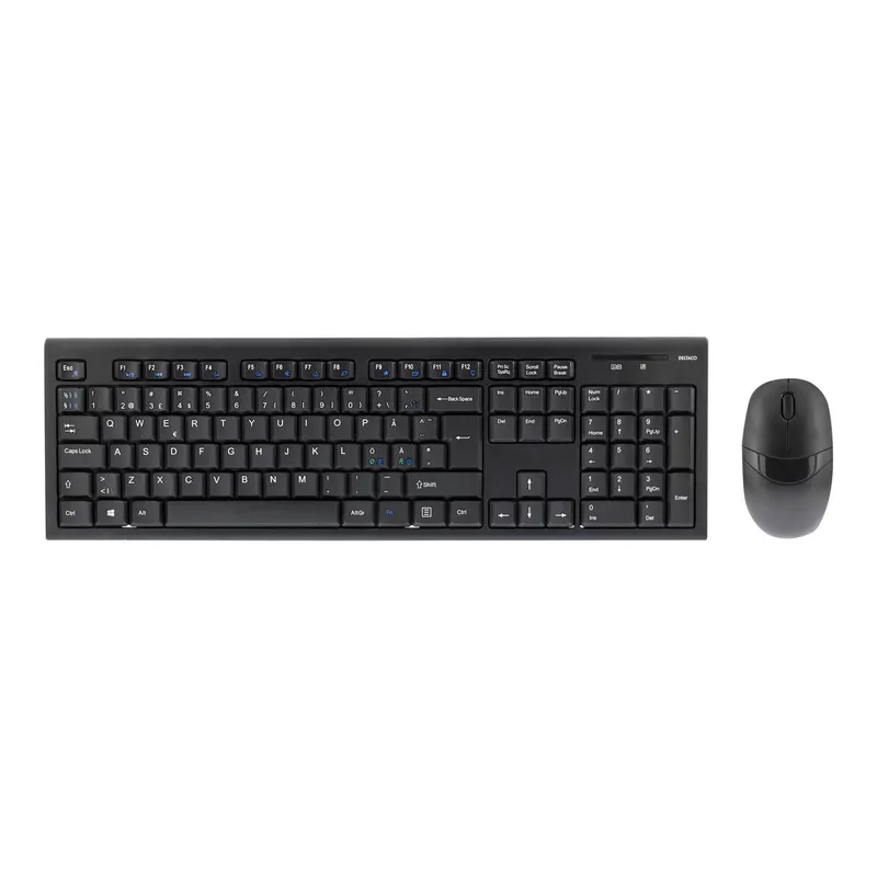 Bild 2 för Deltaco trådlöst tangentbord och mus, USB, 10m, nordisk, svart