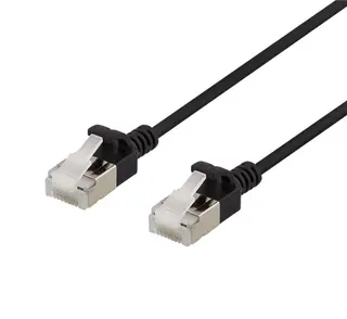 Produktfoto för DELTACO U/FTP Cat6a patchkabel, slim, 3,8mm i diameter, 5m, svart