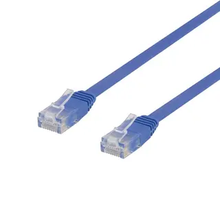Produktfoto för Deltaco U/UTP Cat6 patch cable, flat, 0.5m, 250MHz, blue