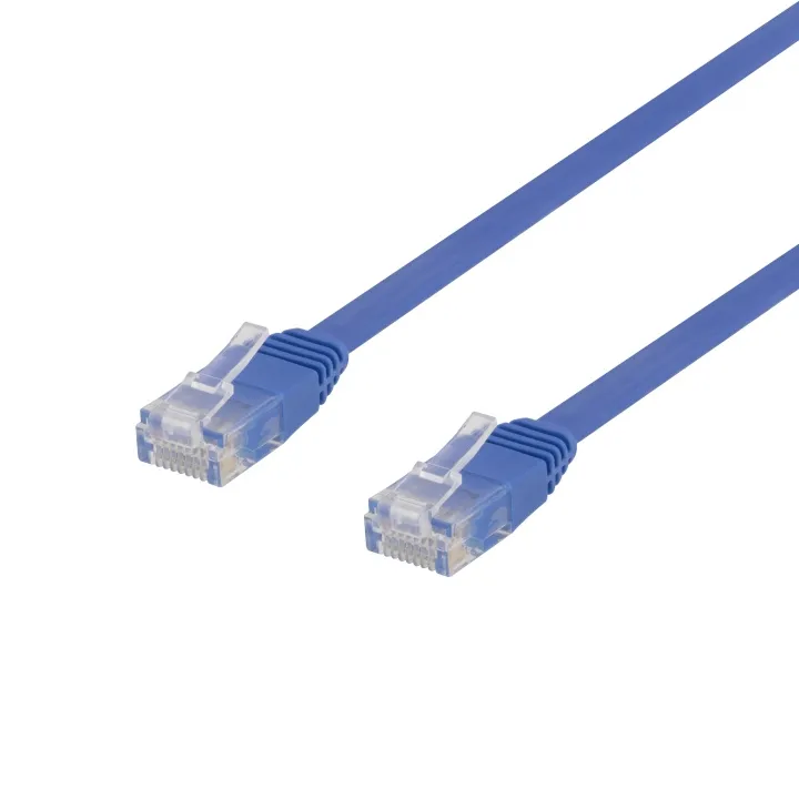 Alternativ bild 0 för Deltaco U/UTP Cat6 patch cable, flat, 0.5m, 250MHz, blue