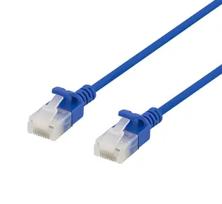 Produktfoto för Deltaco U/UTP Cat6a patch cable, slim, 3.5mm diameter, 0.5m, blue