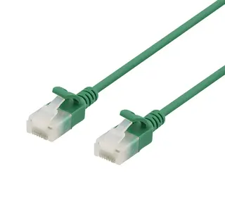 Produktfoto för Deltaco U/UTP Cat6a patch cable, slim, 3.5mm diameter, 3m, green