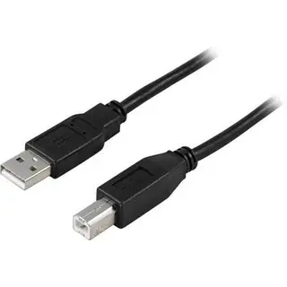Produktfoto för Deltaco USB 2.0 Kabel, Typ A hane - Typ B hane, 5m - Svart